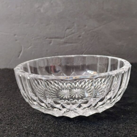 Val St Lambert Crystal Cut Bowl 5" Vintage Glass Dish Starburst Design Signed - Picture 8 of 8